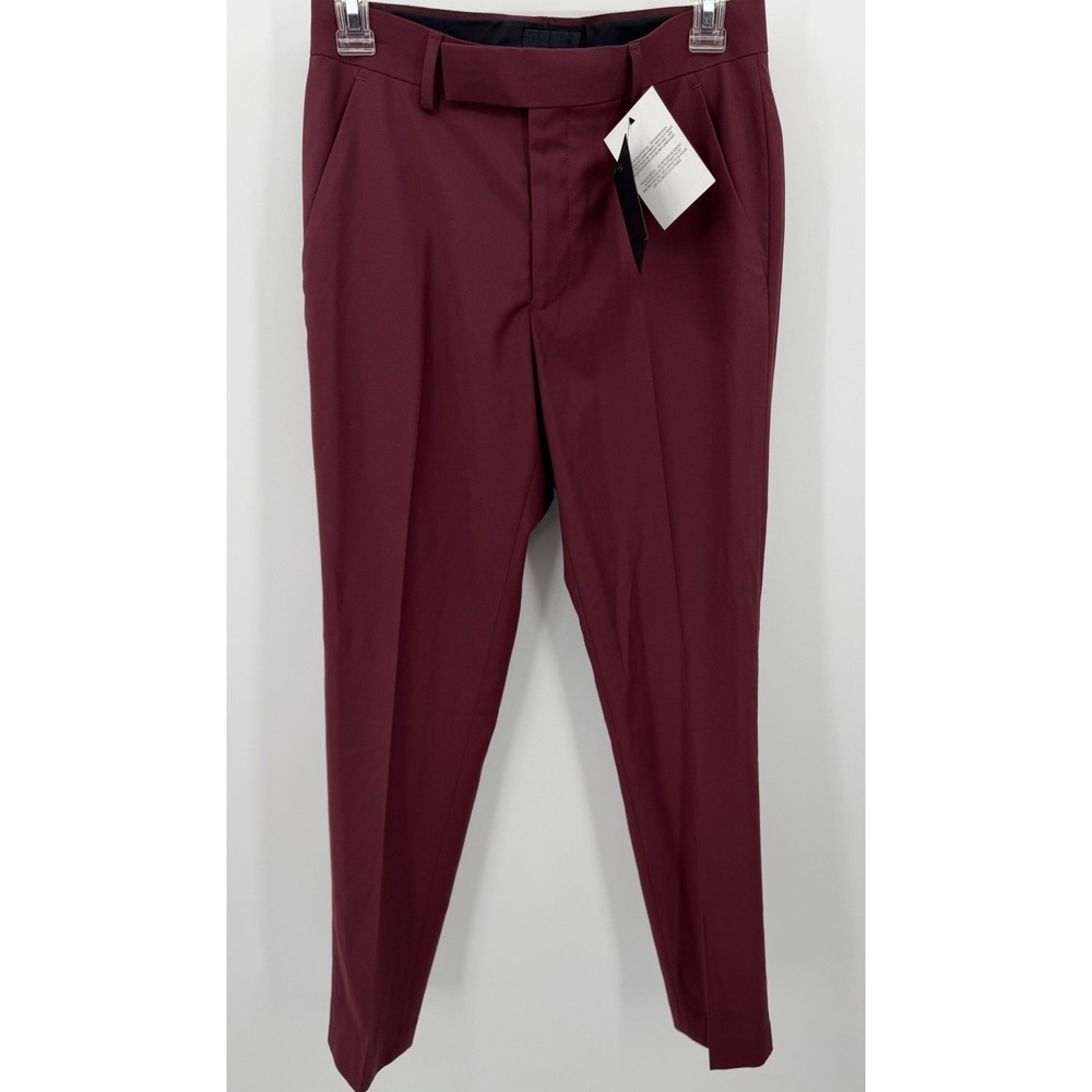 ASOS Skinny Fit Trousers Burgundy Slim Fit Dress Suit Pants Sz 28/30 Stretch